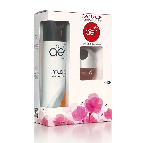 Godrej aer Combo of Musk After Smoke Room Spray and Bright Tangy Delight Twist Car Air Freshener