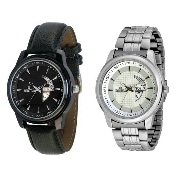 SS analog watch combo for men