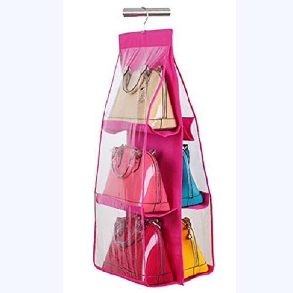 Okayji 6 Pocket Large Clear Purse Handbag Hanging Storage Organizer
