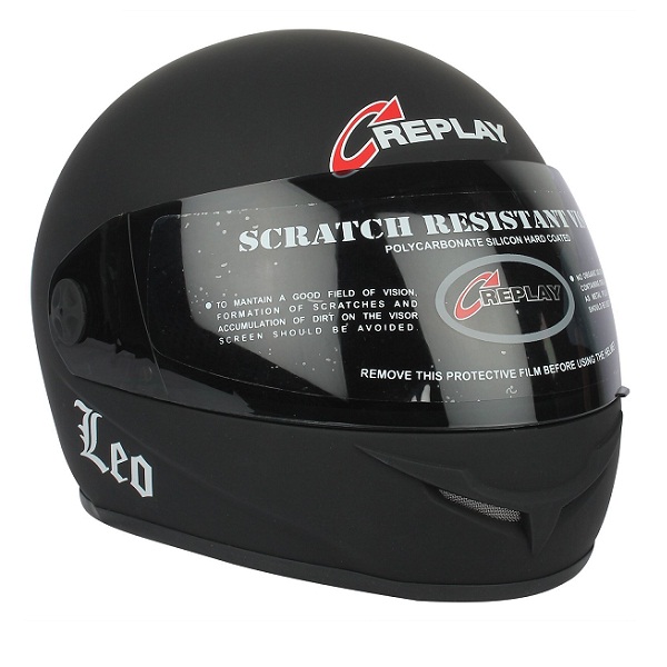 Replay Leo Plain Full Face Helmet with Smoke Visor