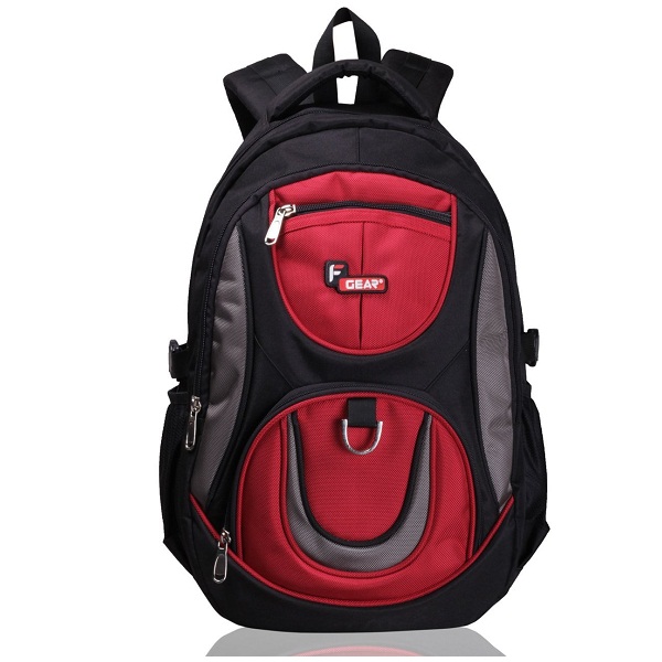 F Gear Axe Polyester 29 Liters Black Red School Bag