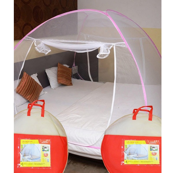ATHENACREATIONS Double Bed Foldable Mosquito Net 