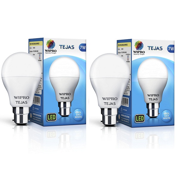 Wipro 7W LED Bulb Cool Day Light Pack of Two