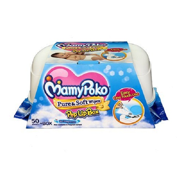 Mamy Poko Pure and Soft Fragrance Wipes Box Dark Blue 50 sheets