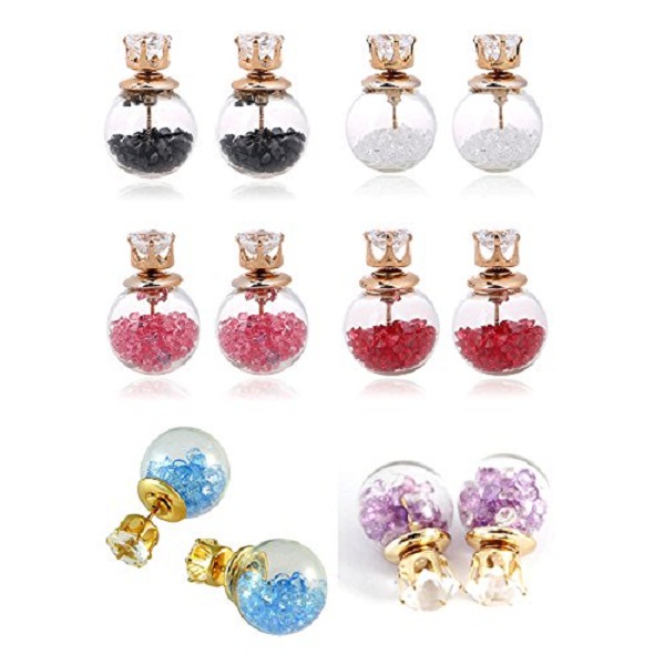 Youbella Crystal Multi Colour Stud Earrings For Women Combo Of 6