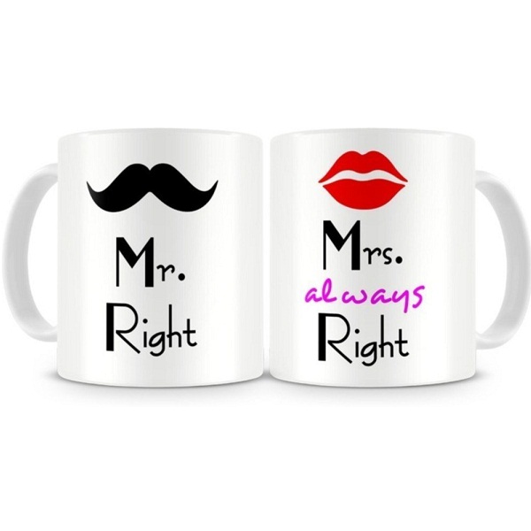 D And Y Mr And Mrs Right Couples Ceramic Printed Coffee Mug