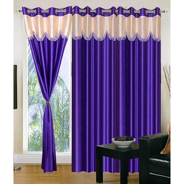 Super India Polyster 3 pcs plain frills curtains