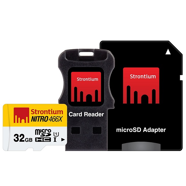Strontium NITRO 466X 32GB Memory Card with Adapter and Card Reader