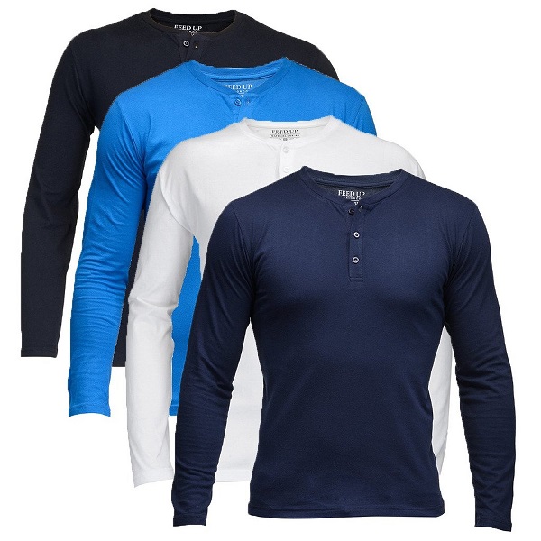 Feed Up Mens Henley Tshirt Pack of 4