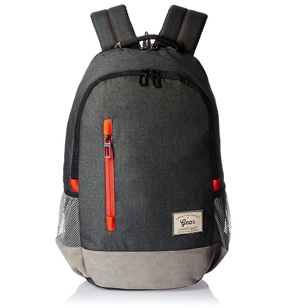 Gear Polyester 24 Ltrs Charcoal Grey Orange Casual Backpack