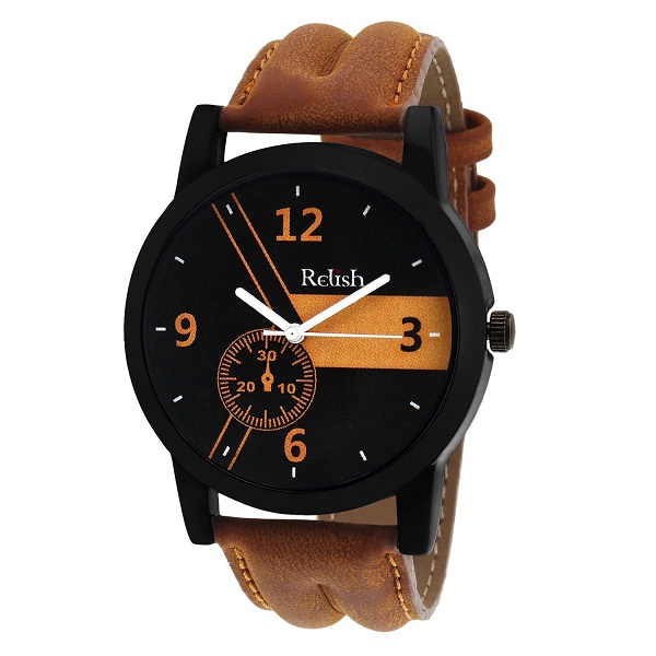 Relish Casual Analogue Tan Leather Strap Multicolour Dial Mens Watch