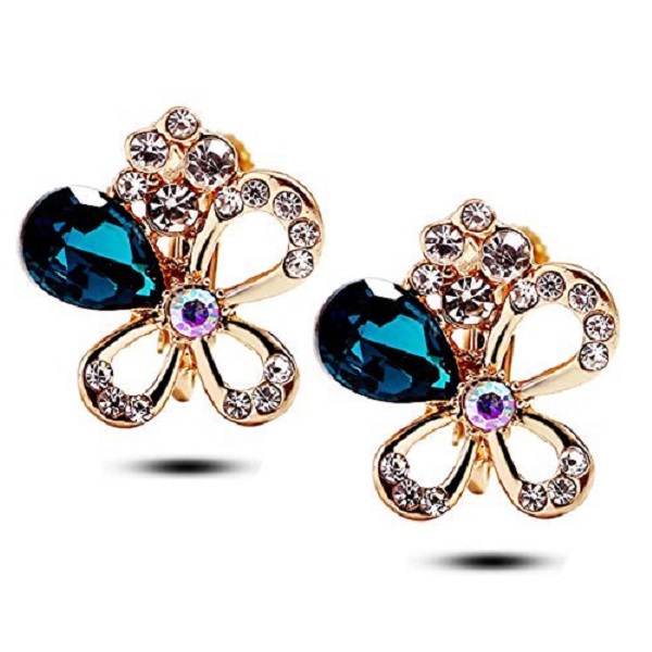 Youbella Gracias Collection Blue Crystal Stud Earrings