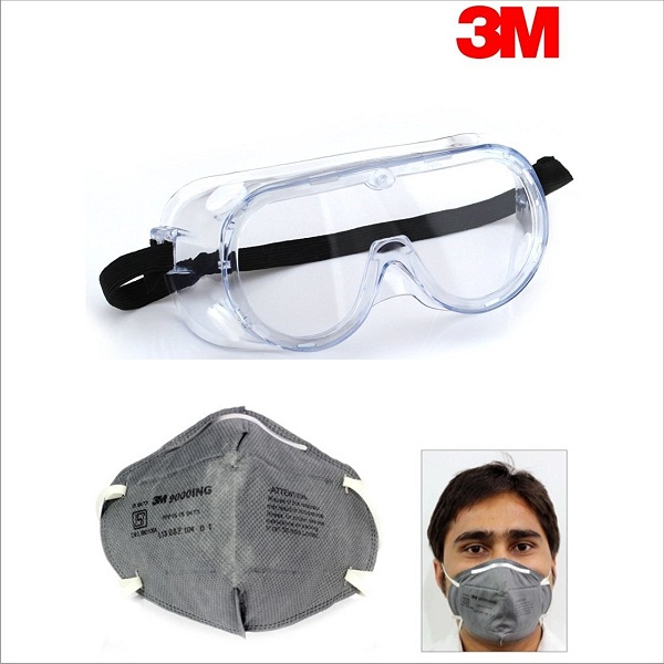 3M Chemical Protection Safety Goggles and Dust Respirator Mask Combo