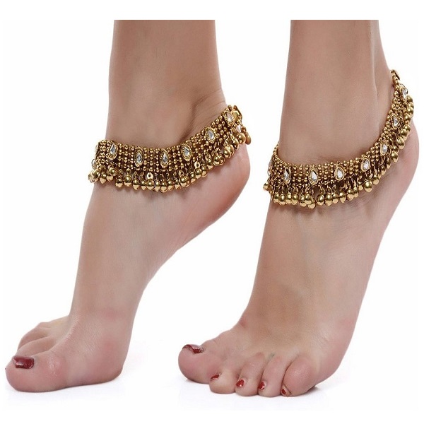 Shining Diva Ethnic Kundan Payal Anklet