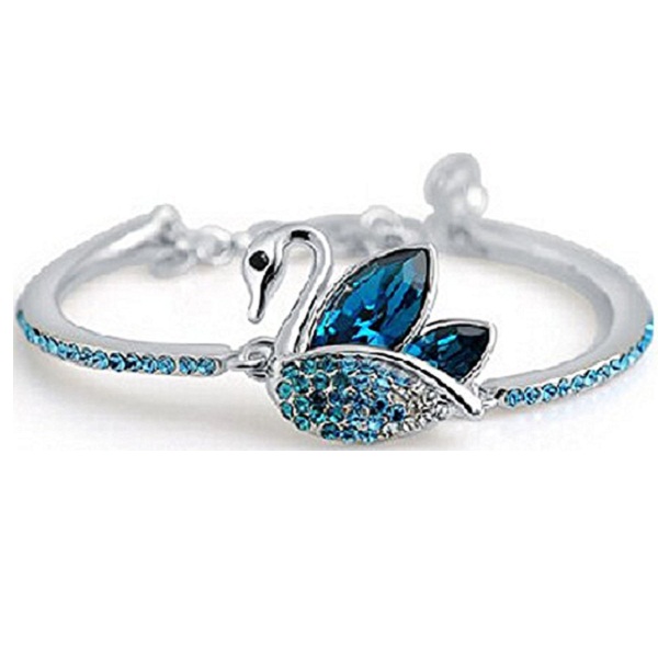 Valentine Gift By Shining Diva Platinum Plated Crystal Bracelet
