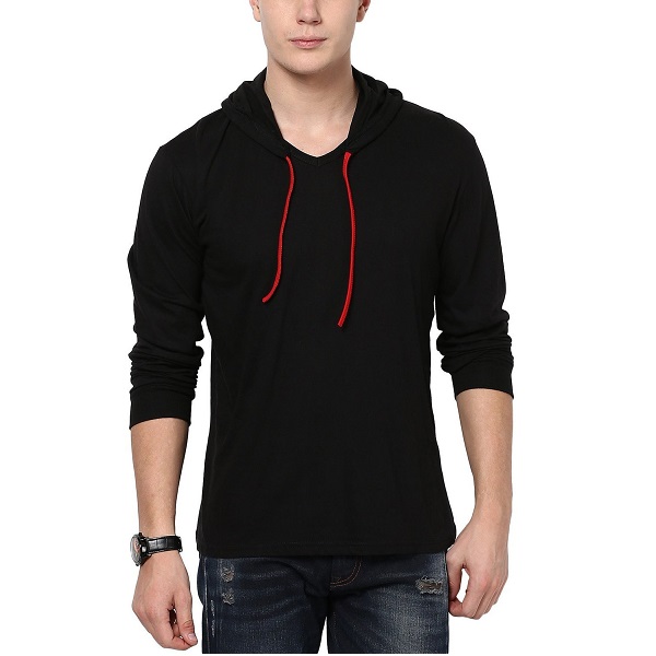 Style Shell Mens Hooded Full Sleeve Cotton T Shirt