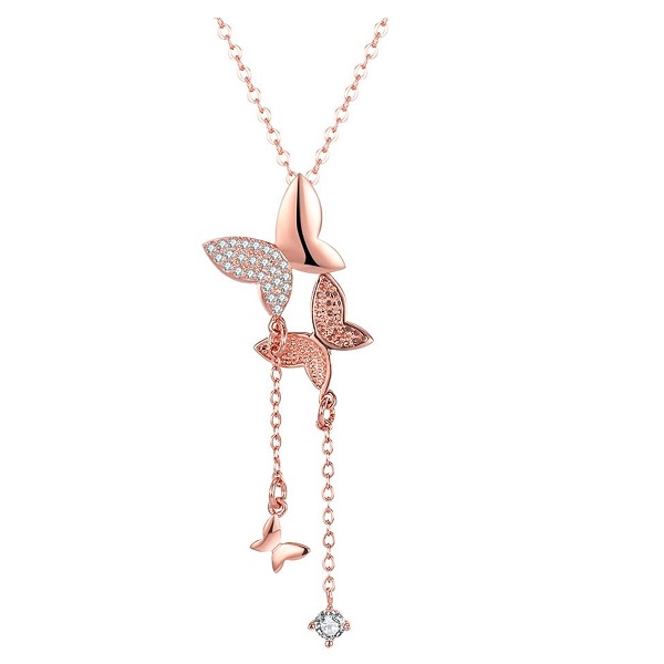 Yellow Chimes 18K Rose Gold Plated Butterfly Pendant