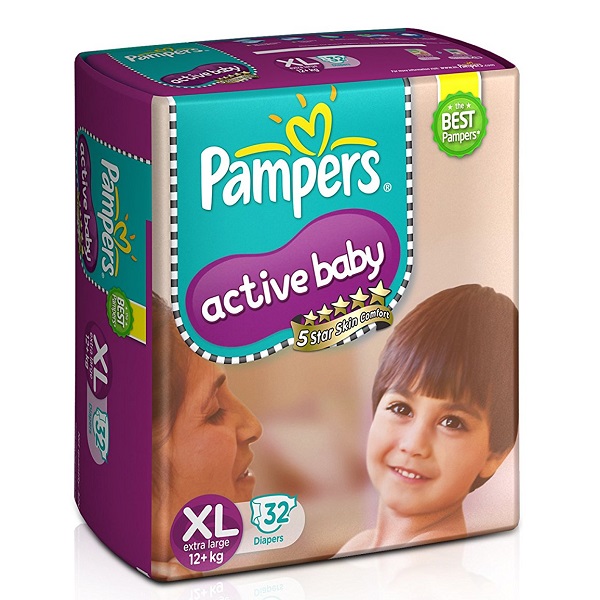 Pampers Active Baby Extra Large Size Diapers 32 Count
