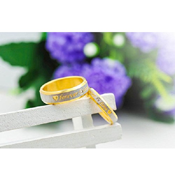 Yellow Chimes Love Forever Gold Plated Proposal Couple Rings