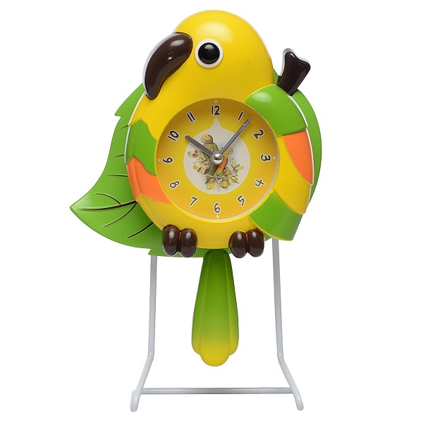 EZ Life Perky Parrot with Pendulam Kids Desk Clock