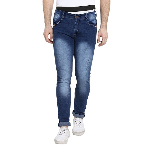 Urbano Fashion Light Distressed Blue Slim Fit Stretch Jeans