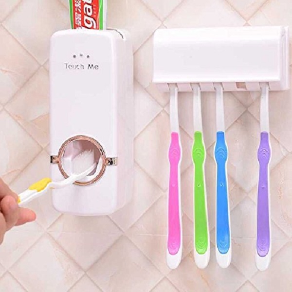 Skycandle Toothpaste Dispenser With Toothbrush Holder