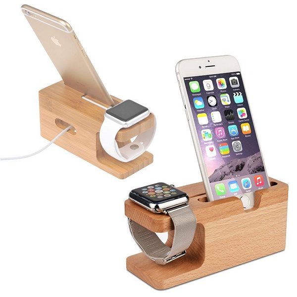 Shopizone Natural Bamboo Wooden Stand and Mobile Phone Holder
