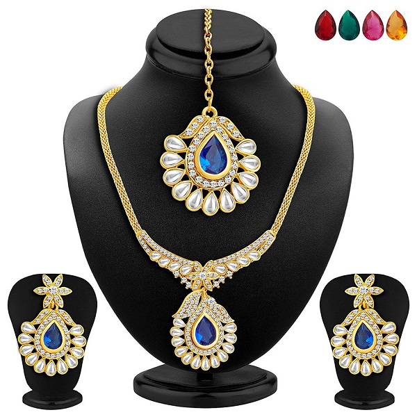 Sukkhi Resplendent Gold Plated AD Necklace Set