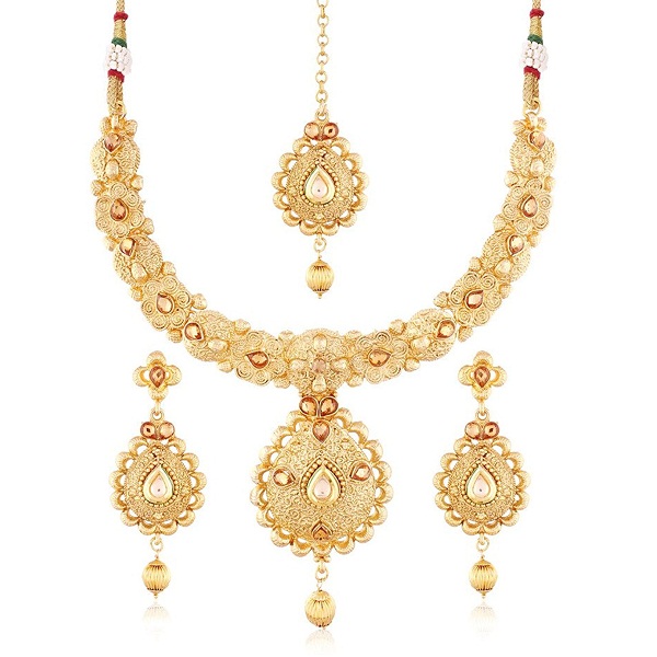 I Jewels 24K Gold Plated Traditional Jewellery Set