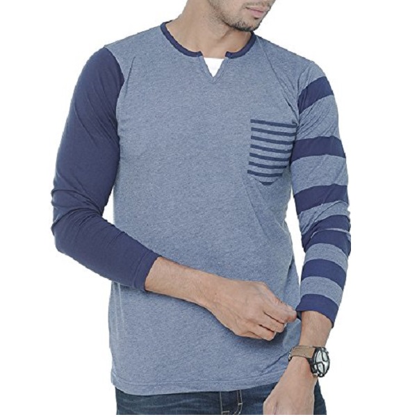 Wexford Mens Cotton Henley Neck Full Sleeves Casual TShirt