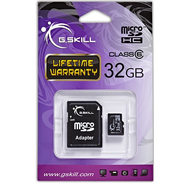 GSkill 32GB Class 6 Micro SDHC with SD Card Adapter