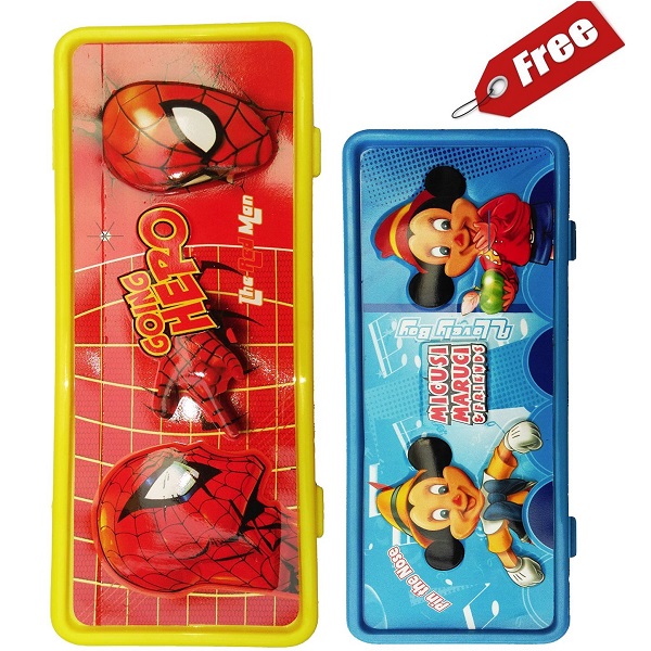 Buy Spider Man printed Pencil Box and Get FREE Disney Pencil Box