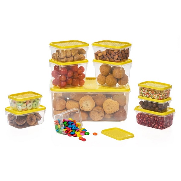 All Time Yellow Plastic Polka Containers Set of 11