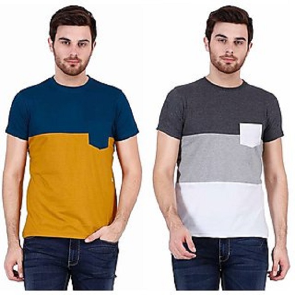 Combo of 2 Stylogue Mens Multicolor Round Neck T shirt