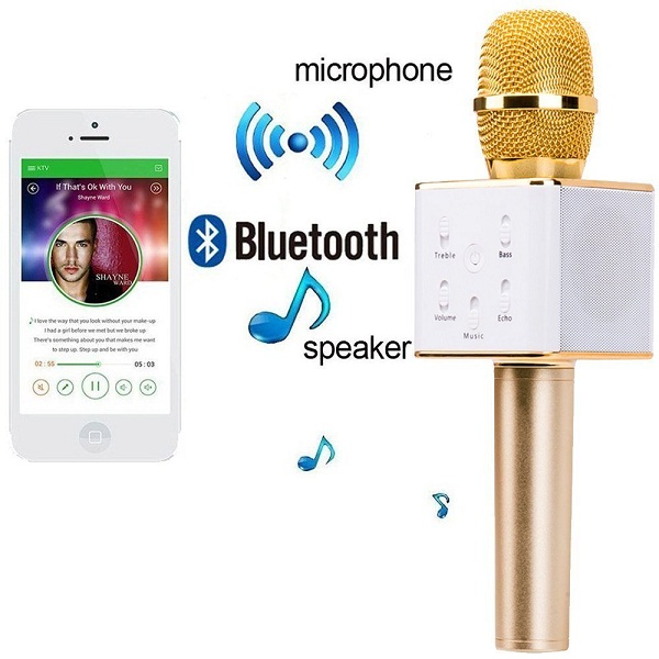 Handheld Wireless Microphone With Bluetooth Speaker
