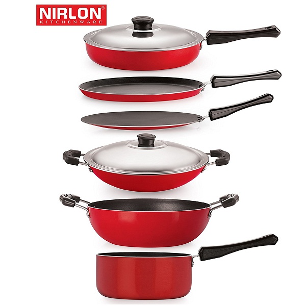 Nirlon Non Stick Aluminium Cookware Set 6 Pieces