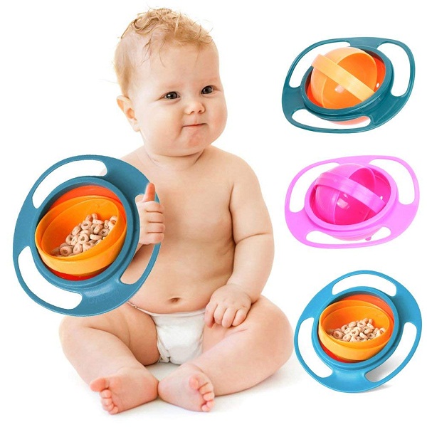 HomeFast Non Spill Feeding Toddler Gyro Bowl 360 Rotate Dishes