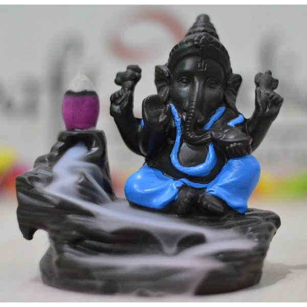 eCraftIndia Lord Blue Ganesha Smoke Backflow Cone Incense Holder