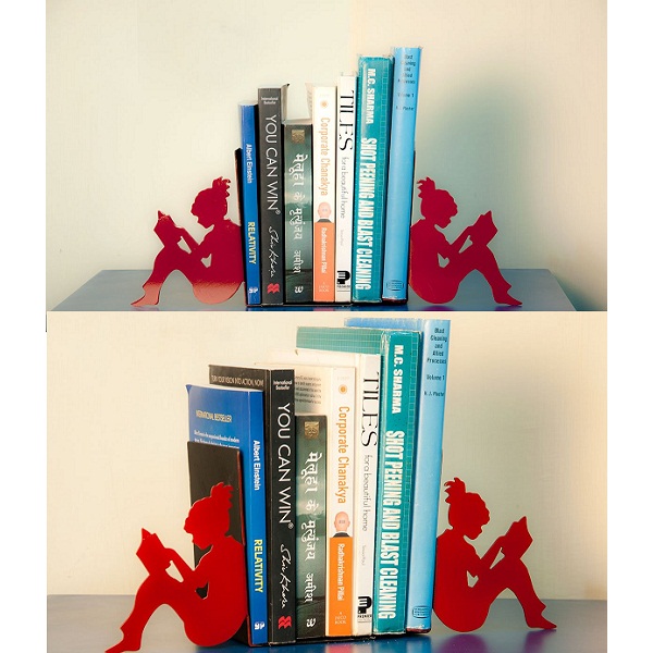 Matchless Metal Girl Reading a Book bookends by Mint Wood