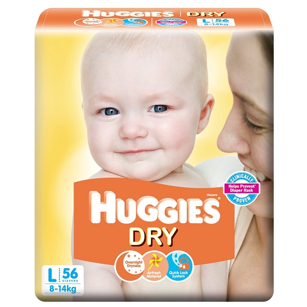 Huggies Dry Diapers Large Size 56 Count