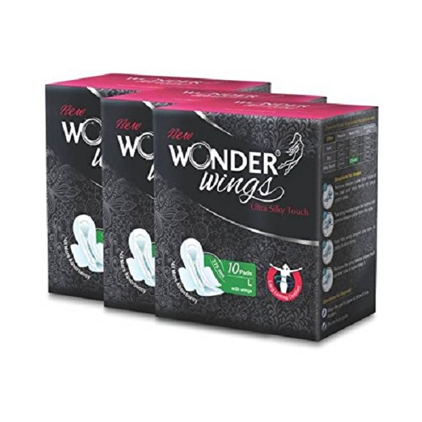Wonder Wings Ultra Silky Touch L Sanitary Napkins combo of 3