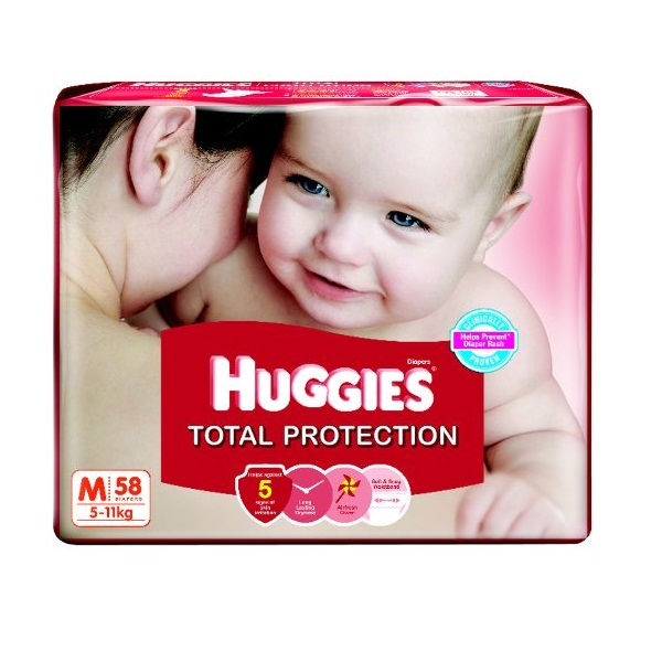 Huggies Total Protection Medium Size Diapers 58 Count