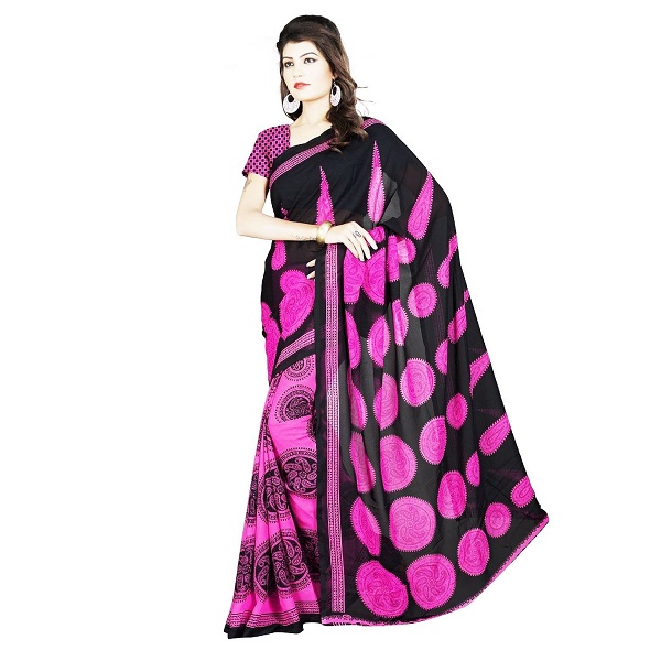 DivyaEmporio Faux Georgette Womens Saree with Unstitched blouse